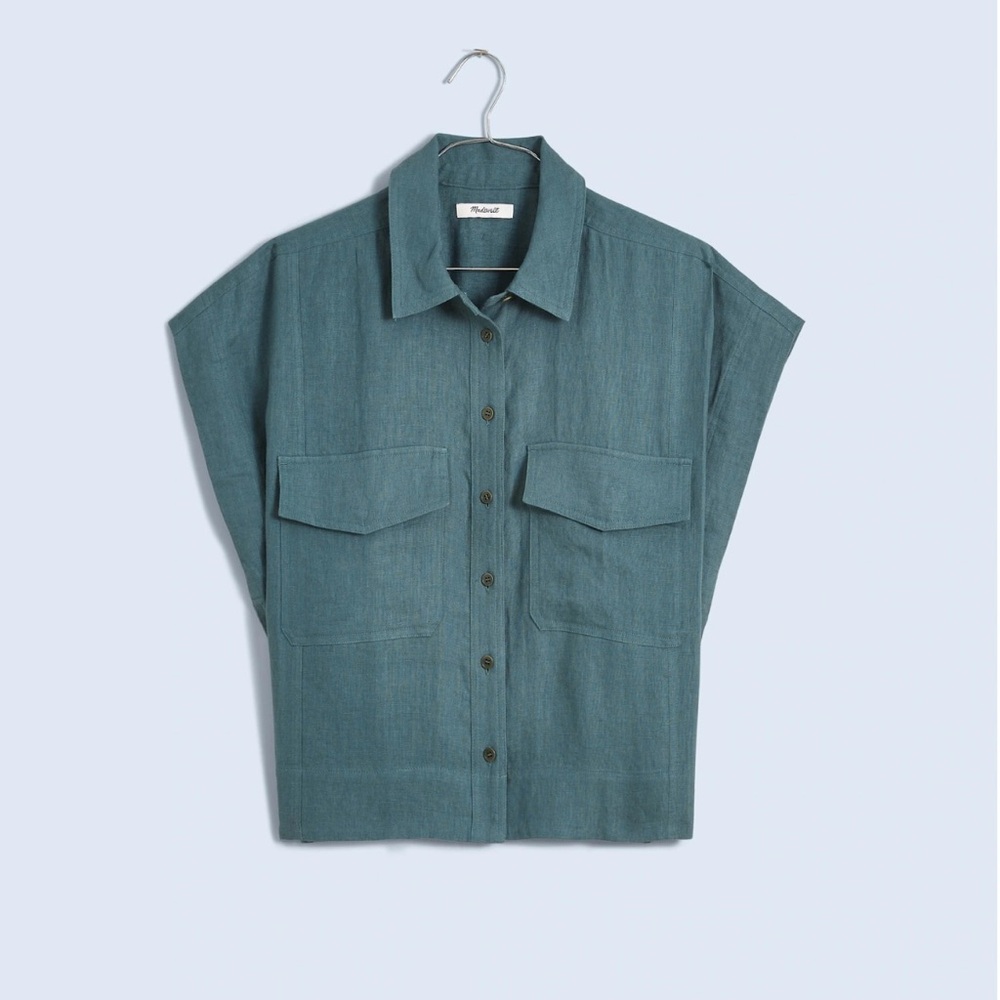 NWT Madewell flap pocket button up shirt in 100 linen - size XS